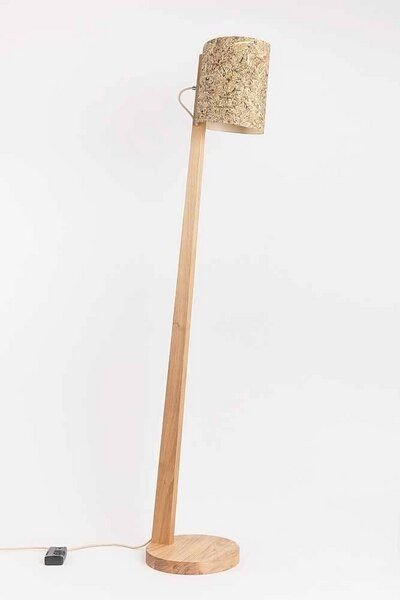 ALMUT von Wildheim Dimmbare Stehleuchte aus Eiche Lampenschirm aus Naturmaterialien