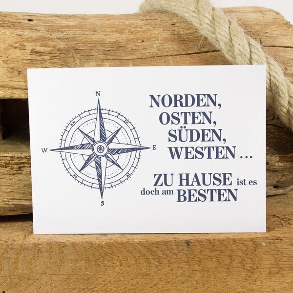 Bow & Hummingbird Postkarte "Zu Hause ..."