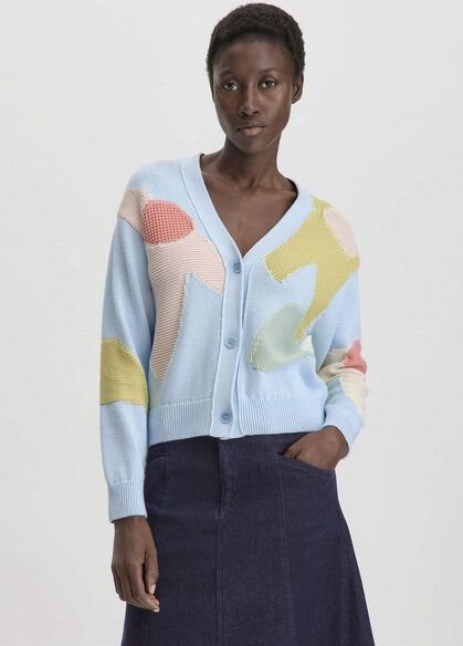 hessnatur Intarsia Strick Jacke Relaxed aus reiner Bio-Baumwolle