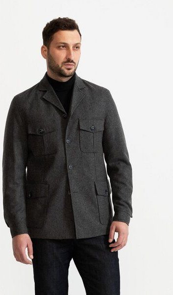 De IONESCU Wolle Safari Jacke, Utility Jacke, Winter Reisejacke