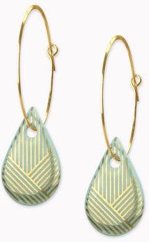 lille mus Creolen mit Porzellan-Anhänger 'Tropfen Triple' Porzellanschmuck