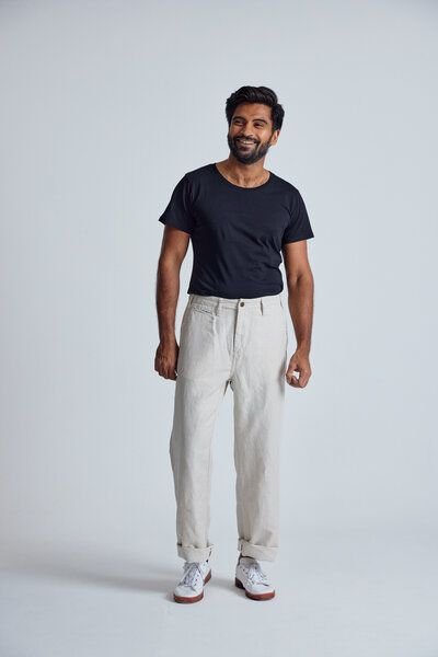 Flax and Loom Leinen Chino Relaxed Fit Modell: Bird