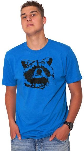 HANDGEDRUCKT "Waschbär" Männer T-Shirt reine Biobaumwolle (kbA)