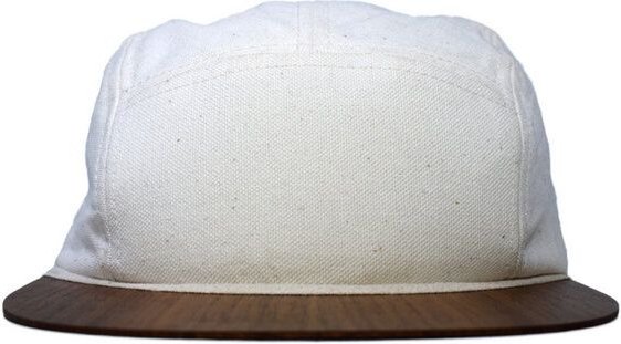 Lou-i Canvas Cap weiß mit edlem Holzschirm - Made in Germany - Sehr bequem