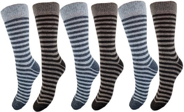 Bruno Barella Alpaka Winter Thermo Socken gestreift in 6er Pack