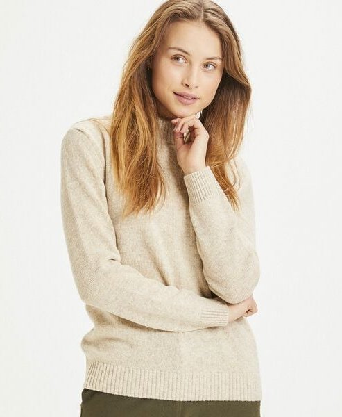 KnowledgeCotton Apparel Strickpullover - MYRTHE Lambswool High Neck - aus Bio-Lammwolle