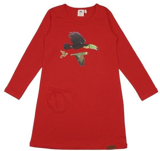 Baby Langarmkleid Bio-Baumwolle Birds of the Rainforest Rot Walkiddy, GOTS-zertifiziert, vegan, weiche Jersey Tunika für...