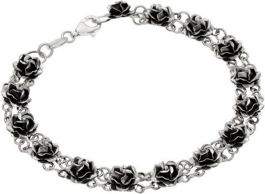 pakilia Silber Armkette Mini Rosenblüten dunkel fair-trade und handmade