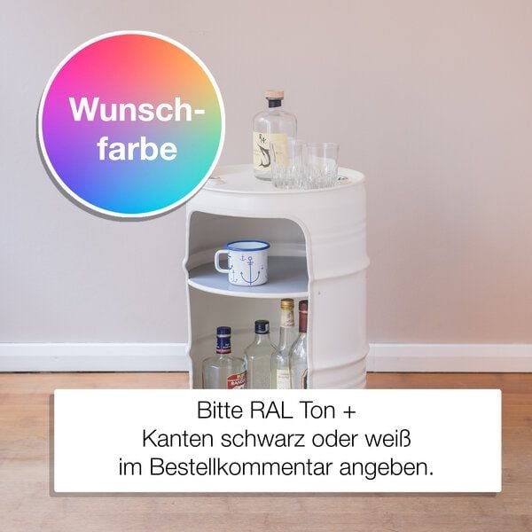 Lockengelöt Minibar aus einem kleinen Ölfass Hamburger Ölfass, made in Hamburg.