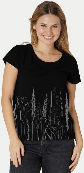 Peaces.bio - handbedruckte Biomode Bio-Damen-Loosefit-T-Shirt Gräservielfalt