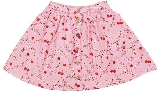 Kleinkinder Rock GOTS-zertifiziert aus Bio-Baumwolle rosa mit Kirschen-und-Blüten-Muster – Walkiddy