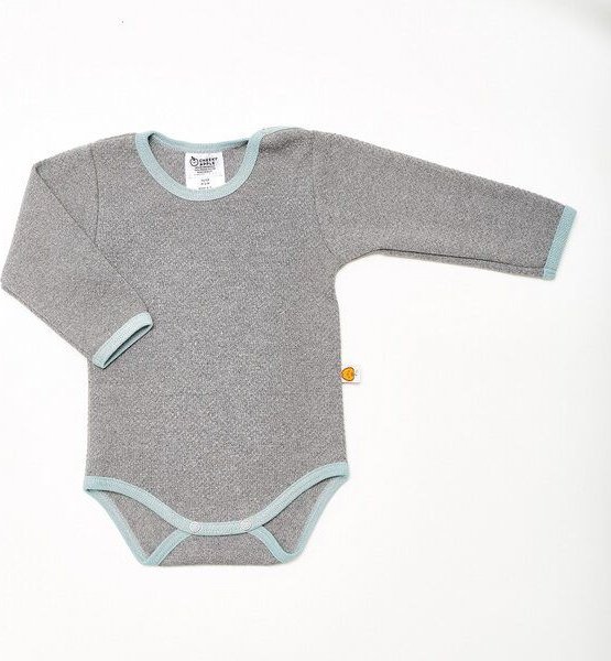 Cheeky Apple Langarm Body "Interlock Doubleface Grau" aus 100% Bio-Baumwolle
