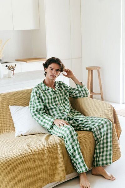Thumbnail - AmourLinen Klassisches leinen pyjama set HARRY