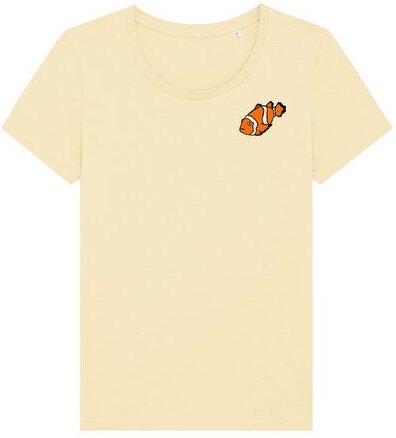 Spangeltangel T-Shirt bedruckt, "Clownfisch", nachhaltig, Biobaumwolle, Brustprint, Damen, Kurzarmshirt, Damenshirt, Fra...