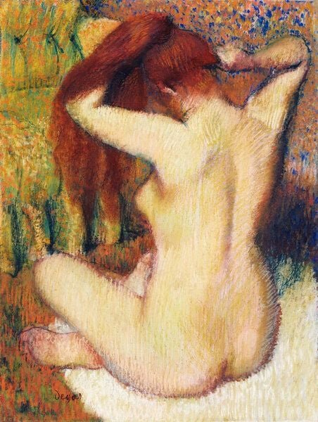 Photocircle Poster / Leinwandbild - Edgar Degas: Frau kämmt sich die Haare