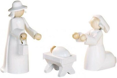 KWO Olbernhau Moderne Figuren "Heilige Familie, 3-tlg." weiß