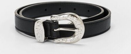 Solari Milano Veganer Damengürtel mit Rock-Schnalle – Schwarz
