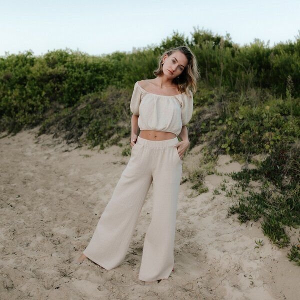 NORDLICHT Damen Musselin Palazzo Hose aus Bio-Baumwolle NILLA