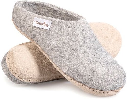 naturling Filz Damen Hausschuhe mit weicher Ledersohle