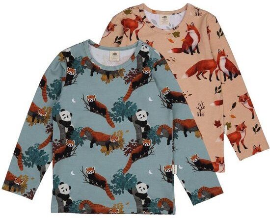 Langarmshirt Kinder Bio-Baumwolle Red Foxes beige GOTS zertifiziert weiches Walkiddy Jerseyshirt mit Fuchs Motiv hautfre...