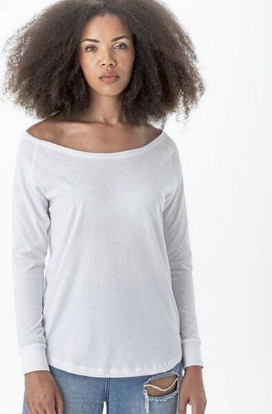 Mantis Damen Loose Fit T-Shirt Langarm weiter Halsausschnitt