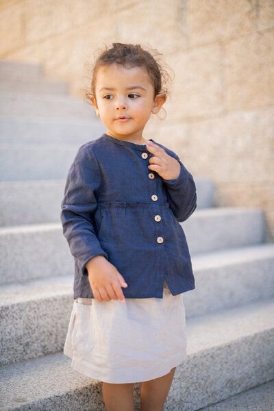 PETER JO Baby Hemd Camomile aus Leinen