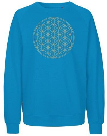 Peaces.bio - handbedruckte Biomode Bio Damen Sweatshirt Loose Fit Die Blume des Lebens