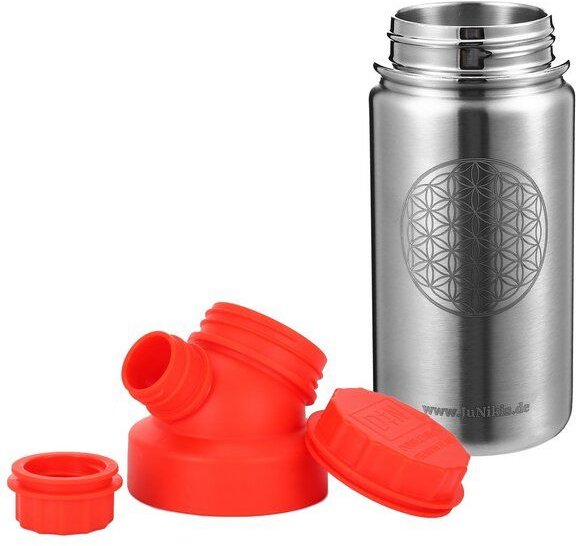 JN JuNiki's "Blume des Lebens" Edelstahl Trinkflasche 420ml mit Double Neck Deckel