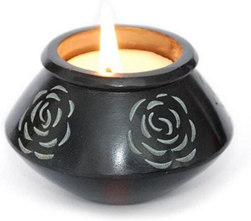Mitienda Shop Kerze in Rosenschale aus Speckstein, Teelichtschale