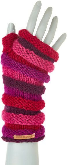 short'n'pietz Schurwollhandstulpen in Streifenmuster, handgestrickt