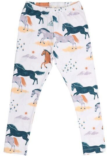 Kinder Leggings GOTS-zertifiziert aus Bio-Baumwolle mit Pferde-Motiv „Happy Horses“ – Walkiddy