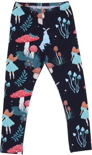Kinder Leggings GOTS-zertifiziert aus Bio-Baumwolle, elastisch, dunkel mit buntem Print – Walkiddy, weicher Komfortbund,...