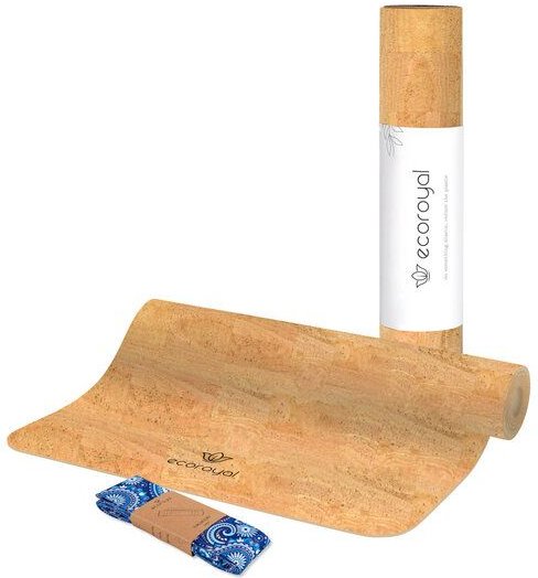 Ecoroyal Yogamatte Kork + Tragegurt I Korkmatte aus Portugal - 183cm x 65cm x 0,5cm