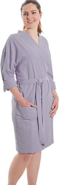 jilda-tex Damen Bademantel / Kimono 100% Bio-Baumwolle Knitterlook Made in Green Unisex