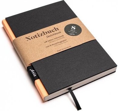 tyyp Nachhaltiges kleines Design-Notizbuch (Schwarz) aus 100 % Recyclingpapier „BerlinBook“
