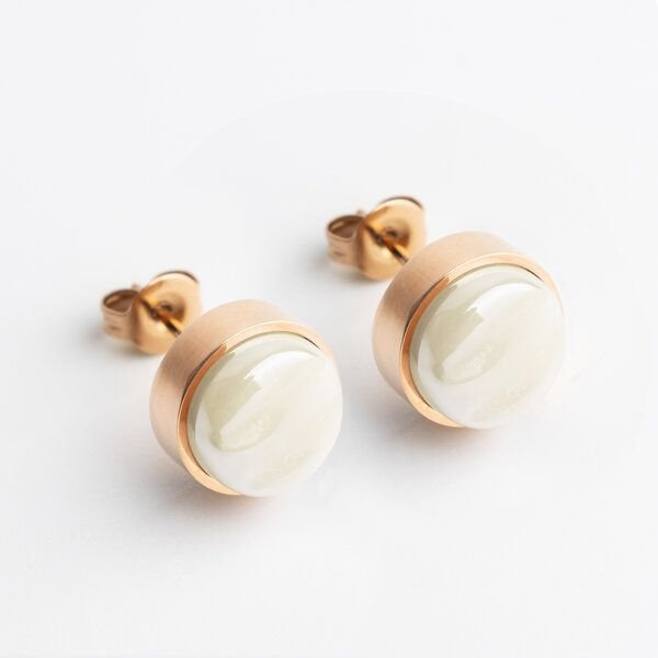 ALEXASCHA Edelstahl Ohrstecker mit Glasstein | Roségold