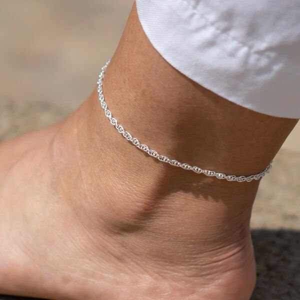 juni Fußkette Kordel recyceltes 925er Silber