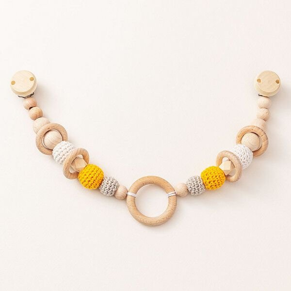 NoniKids Berlin Kinderwagenkette Holz *Ring* 4 Farben | Bio Baumwolle