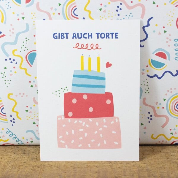 Bow & Hummingbird Postkarte Gibt auch Torte