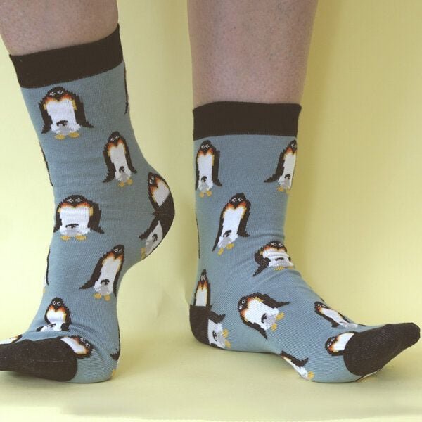 Fräulein Prusselise Pinguin blau schwarz bunt gemustert