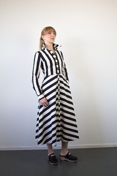 Skrabak Hemdkleid Alexandra mit Blockstreifen aus Bio-Baumwolle