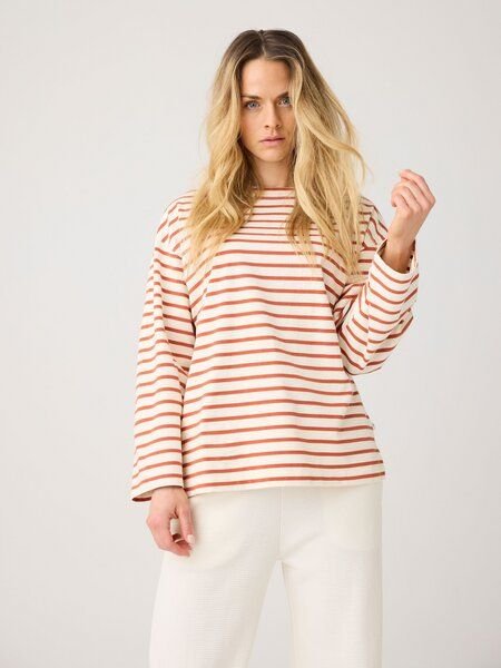 KnowledgeCotton Apparel Gestreiftes Langarmshirt aus Bio-Baumwolle