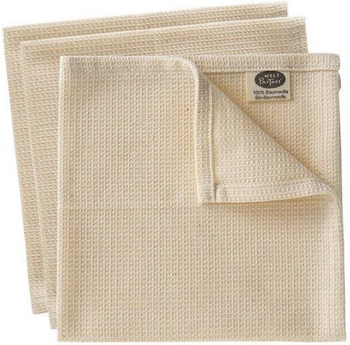 weltPartner 3er-Set Spültücher aus Bio-Baumwolle, 30x30 cm