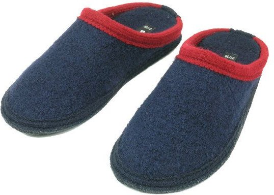 Bacinas Hausschuh Pantoffeln mit Farbakzent an der Öffnung 100% Wolle