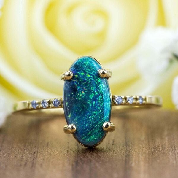 Spirit of Island Gold Ring | Schwarzer Opal Nordlicht