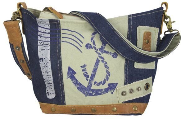Sunsa Damen Umhängetasche Jeans/Canvas Tasche Maritim Schultertasche