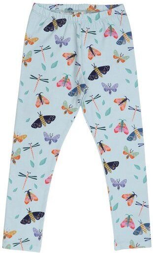 Kinder Leggings GOTS zertifiziert, 95% Bio-Baumwolle, hellblau, Schmetterlings-Muster, weich & elastisch – Walkiddy