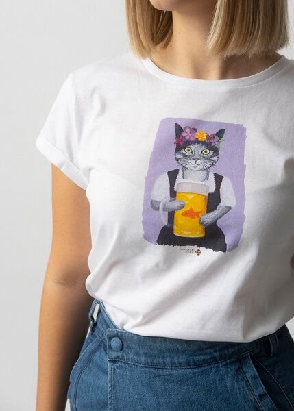 Bavarian Caps Print T-Shirt Prost, Mauzi - Weiß