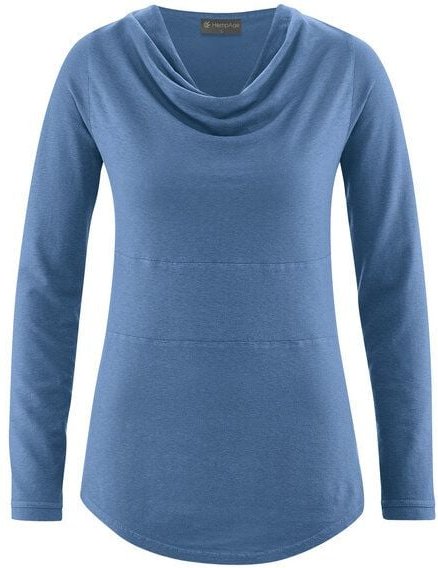 HempAge Damen Langarmshirt mit Wasserfallkragen Hanf/Biobaumwolle
