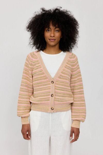 Mazine Cardigan Multicolor Knit - Soft Pink - aus Biobaumwolle